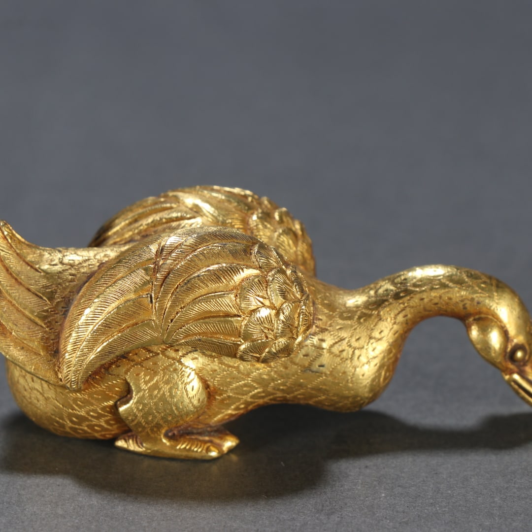 A fine copper gilt goose - 6
