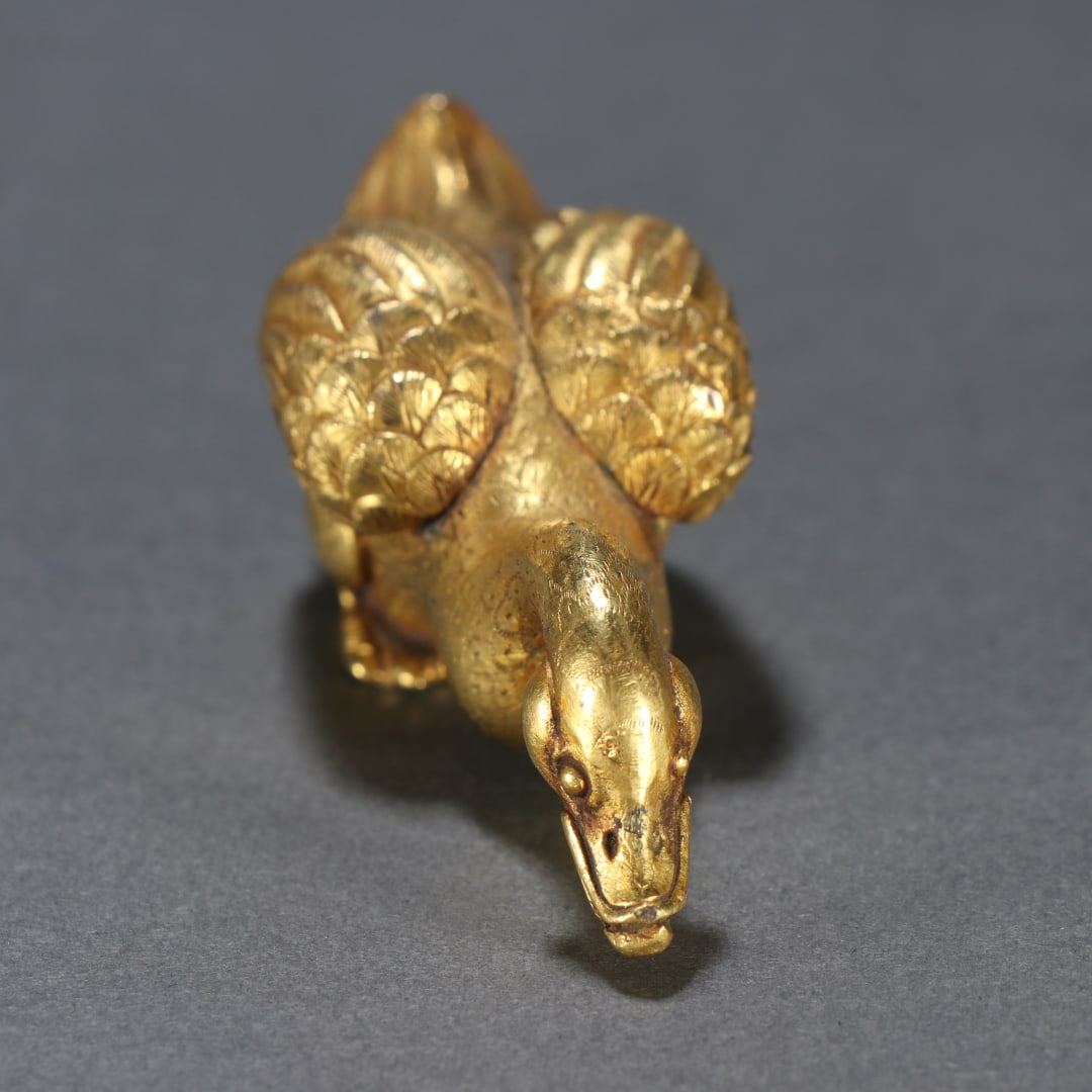 A fine copper gilt goose - 7