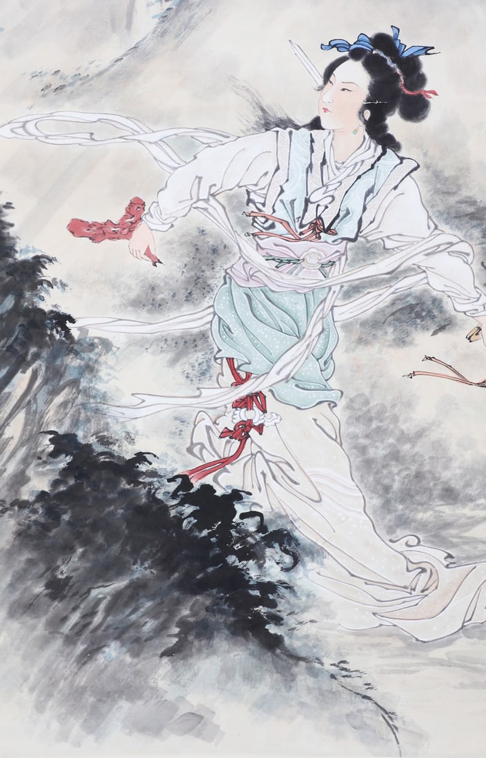 A vertical scroll on paper by Xu Cao - 5