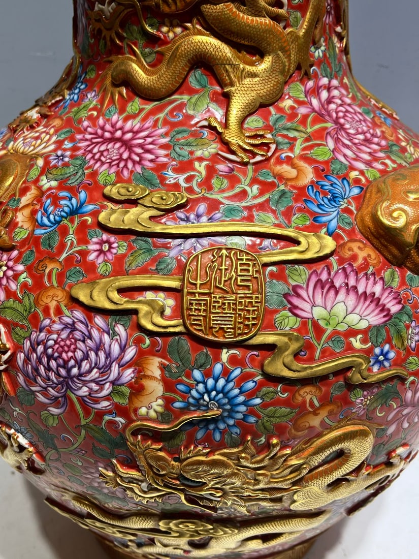 A large vase in fine enamel - 3