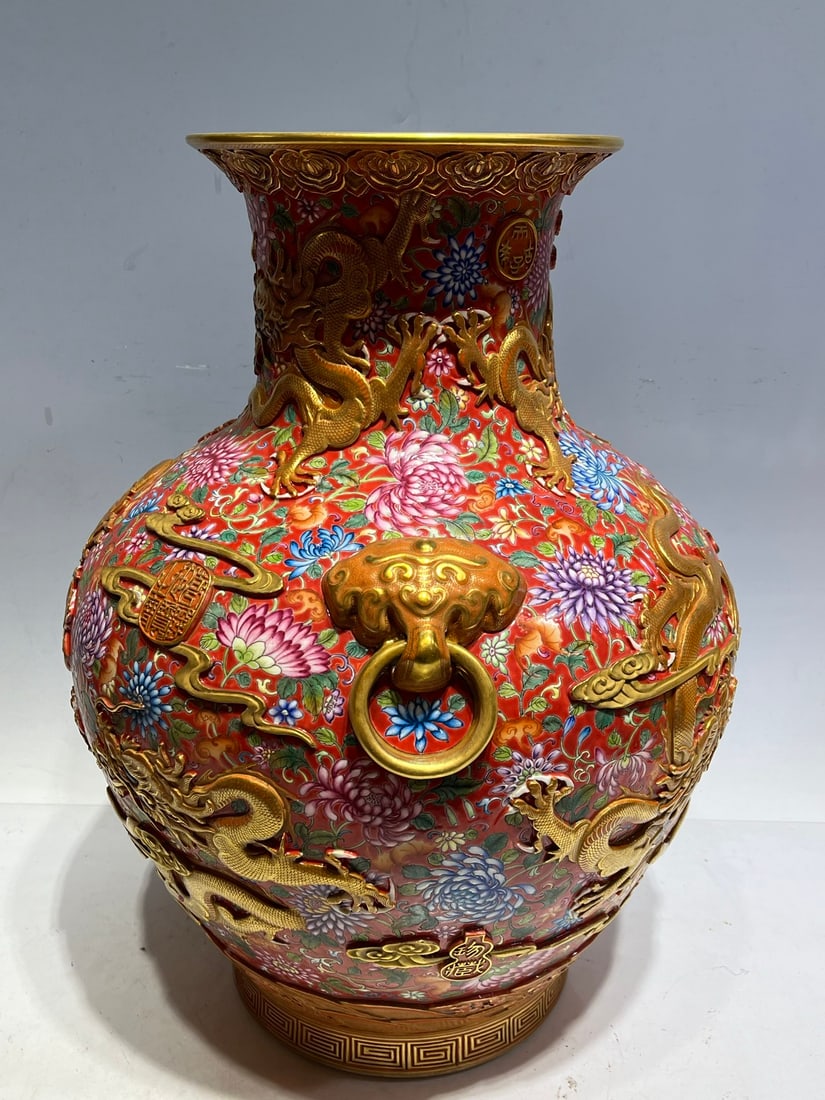 A large vase in fine enamel - 4