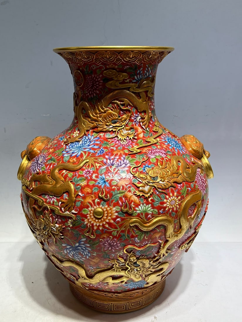 A large vase in fine enamel - 5