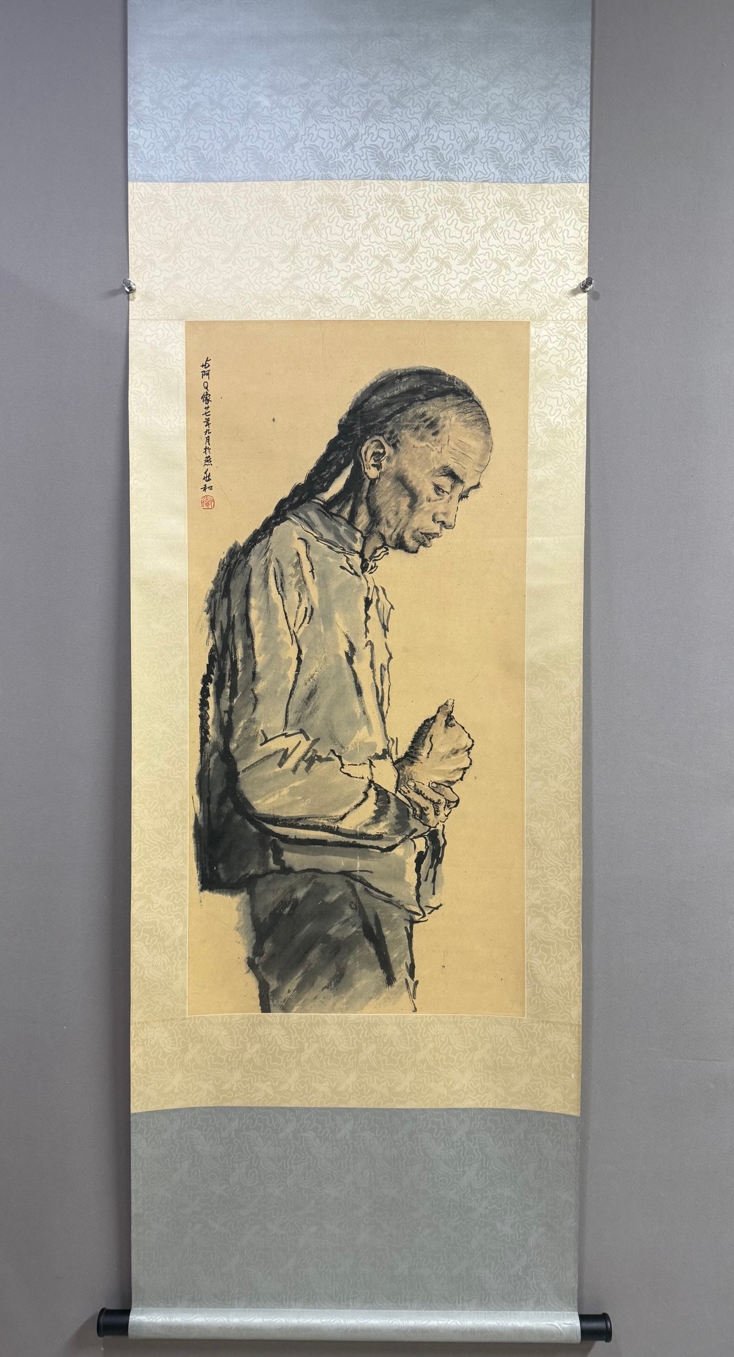 A figure painting by Jiang Zhaohe: Jiang Zhaohe's figure painting Size:100x49cm (The Dimensions Of All Batches Are Manually Measured.If You Need More Detailed Information, Please Contact Our Customer Service Before