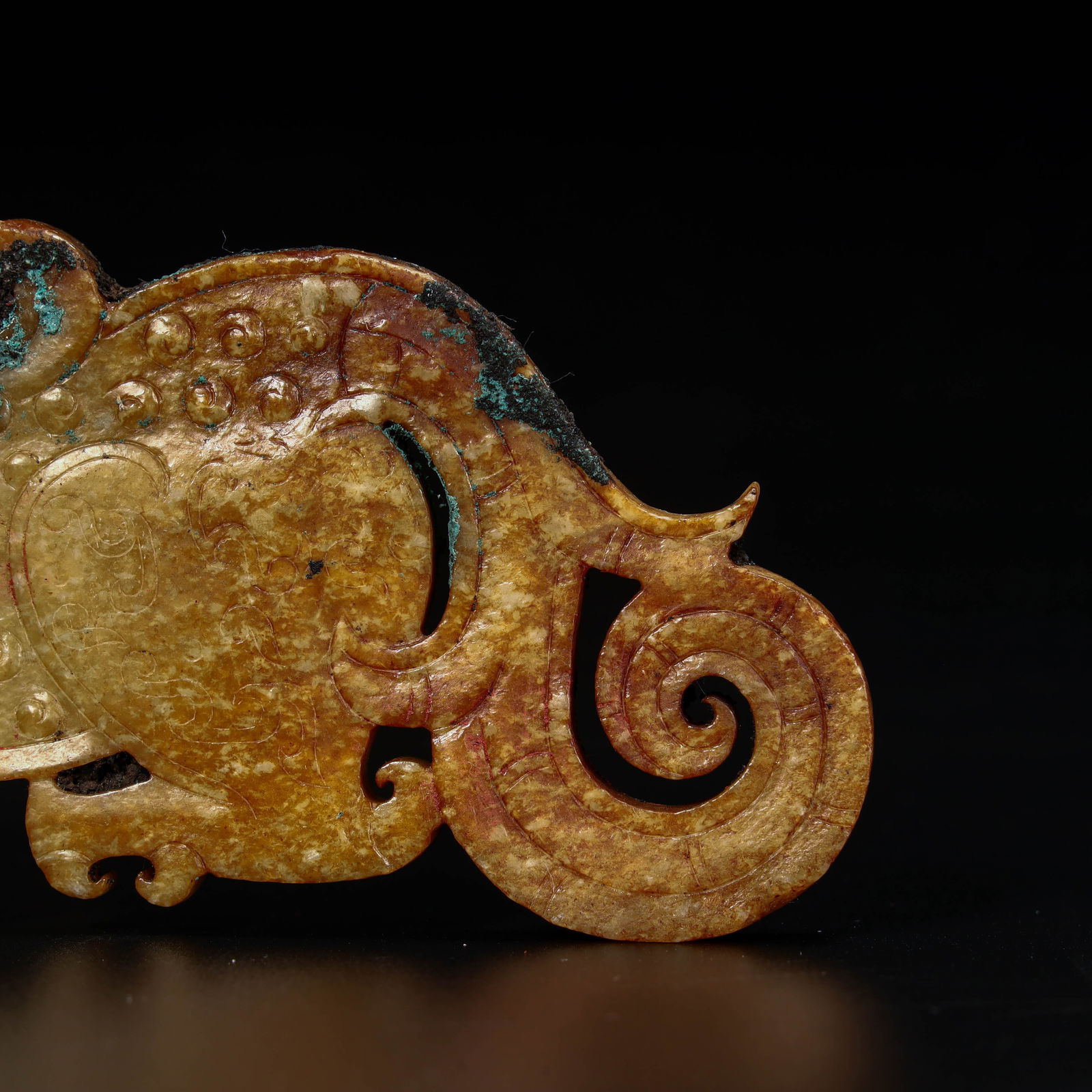 A beautiful valley-patterned jade tiger-shaped pendant - 10