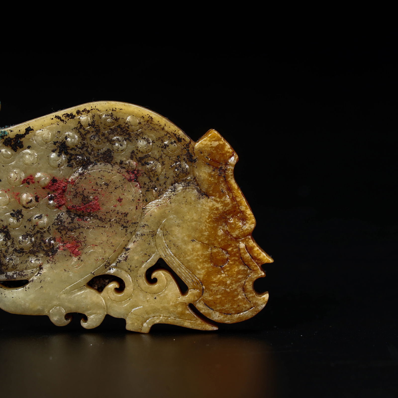 A beautiful valley-patterned jade tiger-shaped pendant - 7