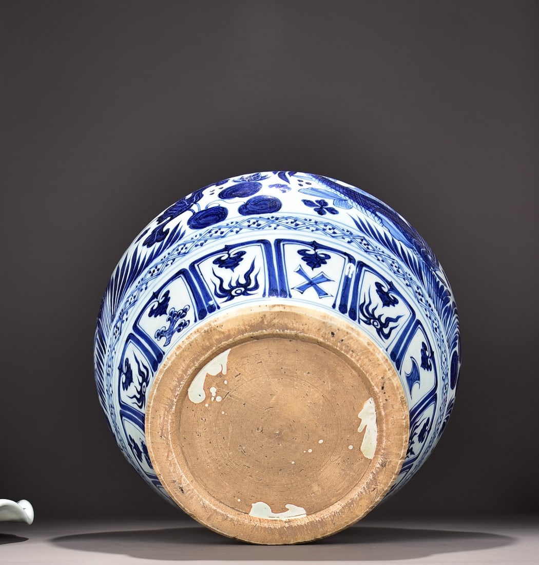 A Yuan Dynasty mackerel algae pattern lotus leaf lid jar - 13