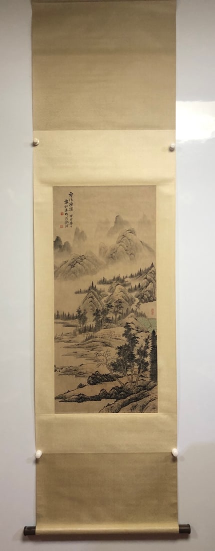 A picture of Yuan Songnian's Spring River Fishing Music: Yuan Songnian's Spring River Fishing Music Size:93×43cm (The Dimensions Of All Batches Are Manually Measured.If You Need More Detailed Information, Please Contact Our Customer