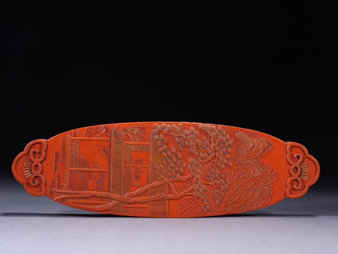 A beautiful piece of old cinnabar ink: Exquisite old cinnabar ink Size:L:24.7cm W:7.7cm T:2cm W:1230g (The Dimensions Of All Batches Are Manually Measured.If You Need More Detailed Information, Please Contact Our Customer Service Before Bi