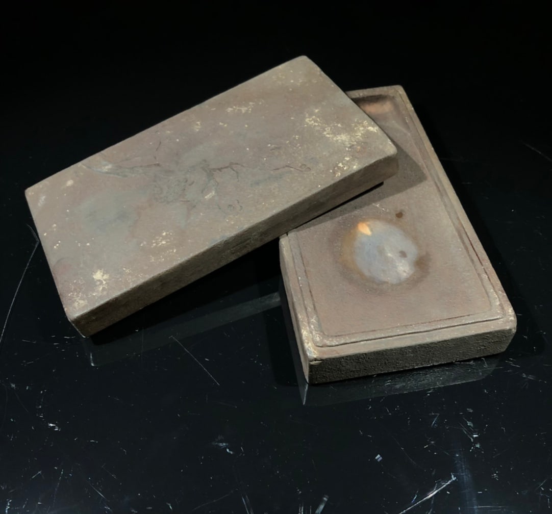 A beautiful end stone set inkstone cover of flower and bird picture inkstone (1 of 9)