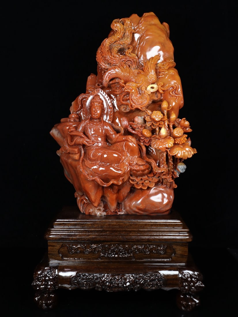 An Exquisite Shoushan Stone Character and Story Pattern Ornament: An Exquisite Shoushan Stone Character and Story Pattern Ornament Qing Dynasty, China Size:52cmx28cmx17cm Weight:9.06kg (The Dimensions Of All Batches Are Manually Measured.If You Need More Detailed