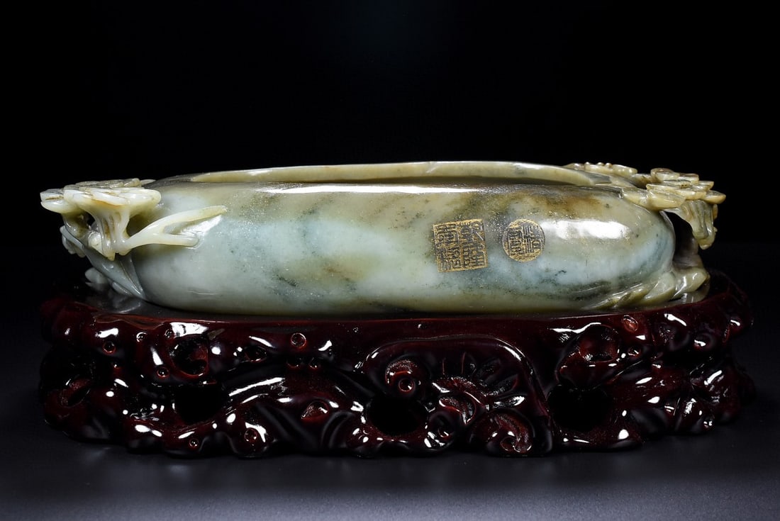 An Exquisite White Jade Deer Pattern Pine Pattern Brush Washer - 2