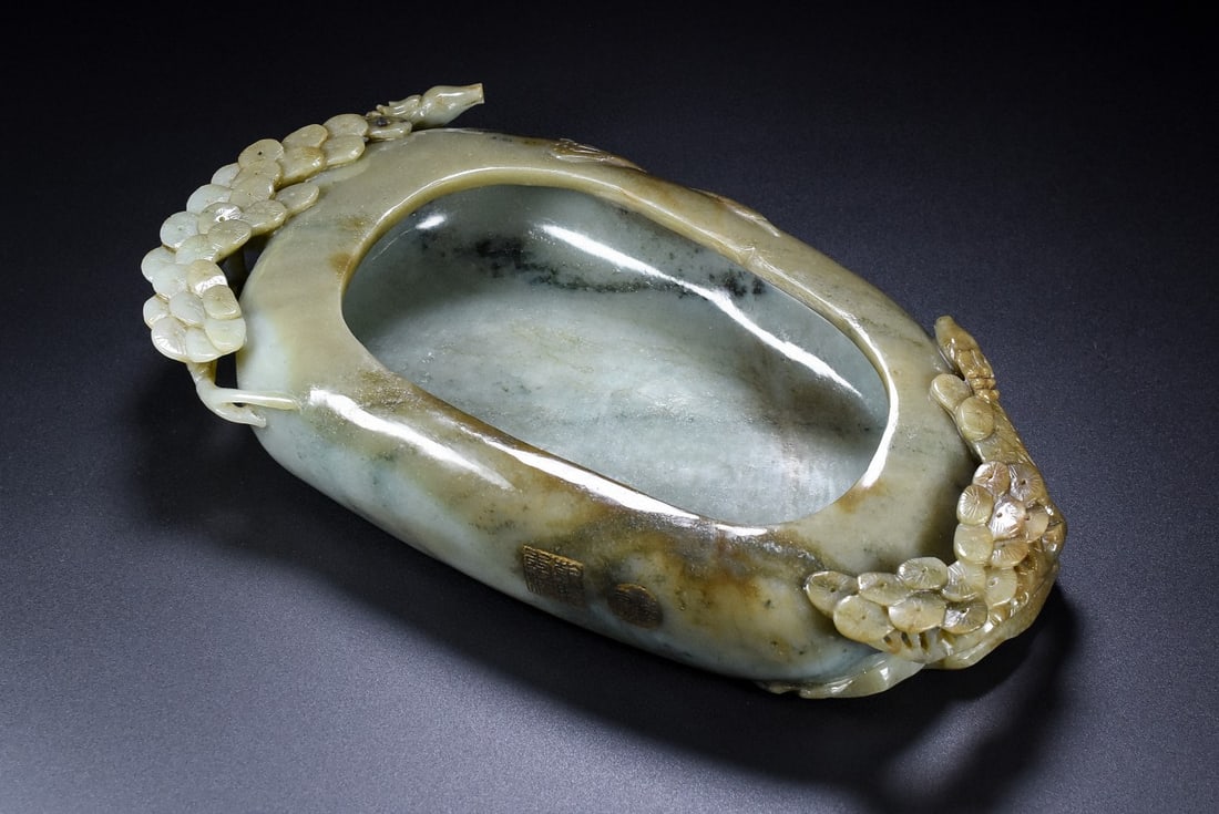 An Exquisite White Jade Deer Pattern Pine Pattern Brush Washer - 4