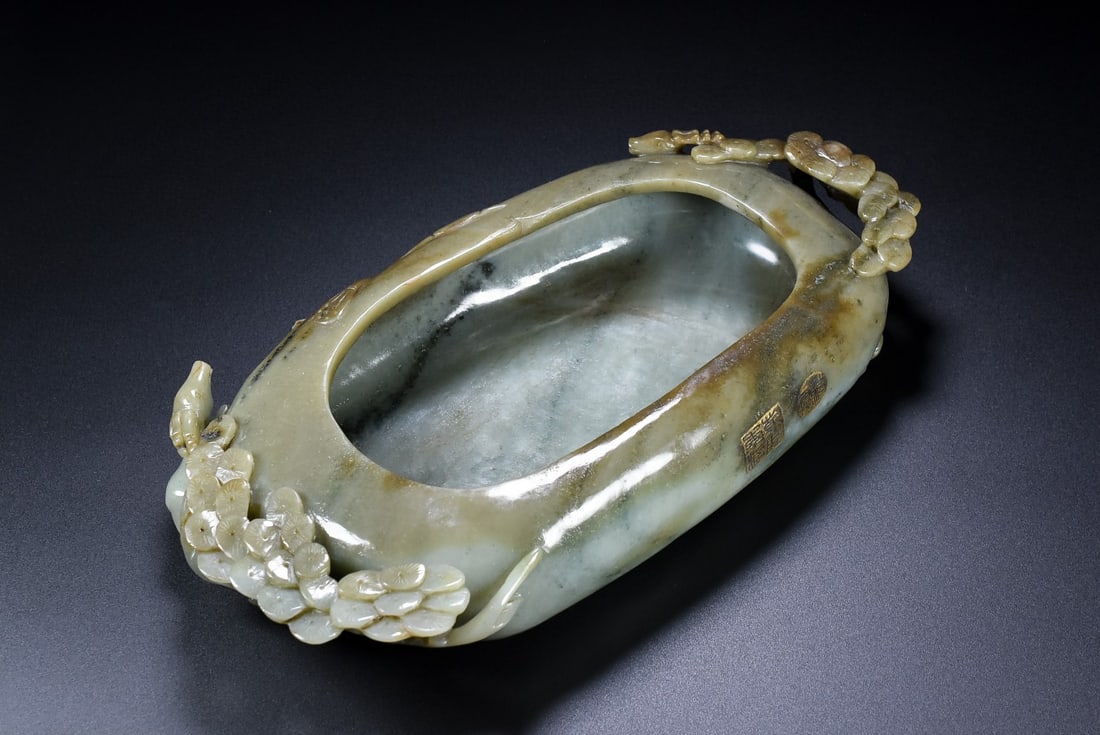 An Exquisite White Jade Deer Pattern Pine Pattern Brush Washer - 5