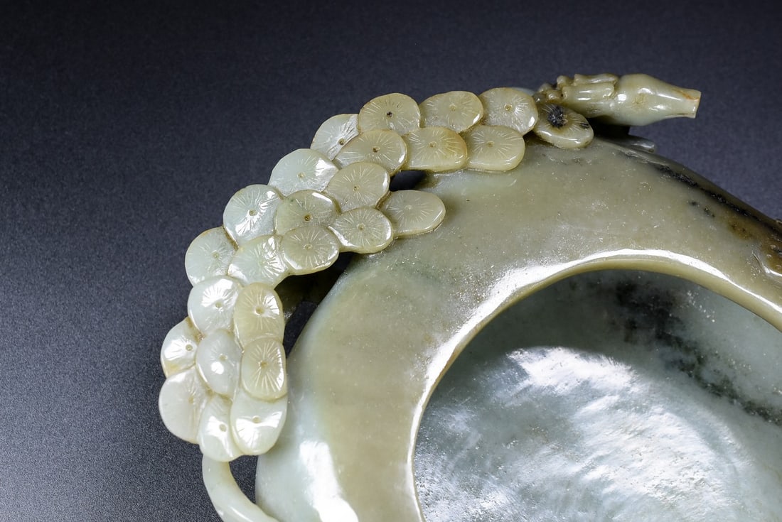 An Exquisite White Jade Deer Pattern Pine Pattern Brush Washer - 6