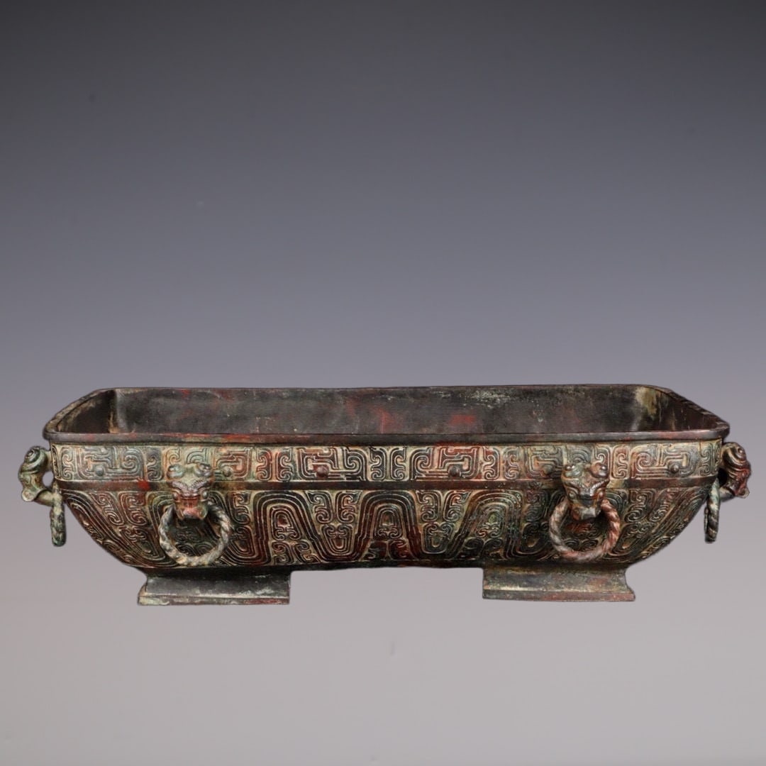 An Exquisite Bronze Beast-Face Pattern With Inscription Plate: An Exquisite Bronze Beast-Face Pattern With Inscription Plate W.Zhou , China Size:50cmx32cmx13cm Weight:7500g (The Dimensions Of All Batches Are Manually Measured.If You Need More Detailed