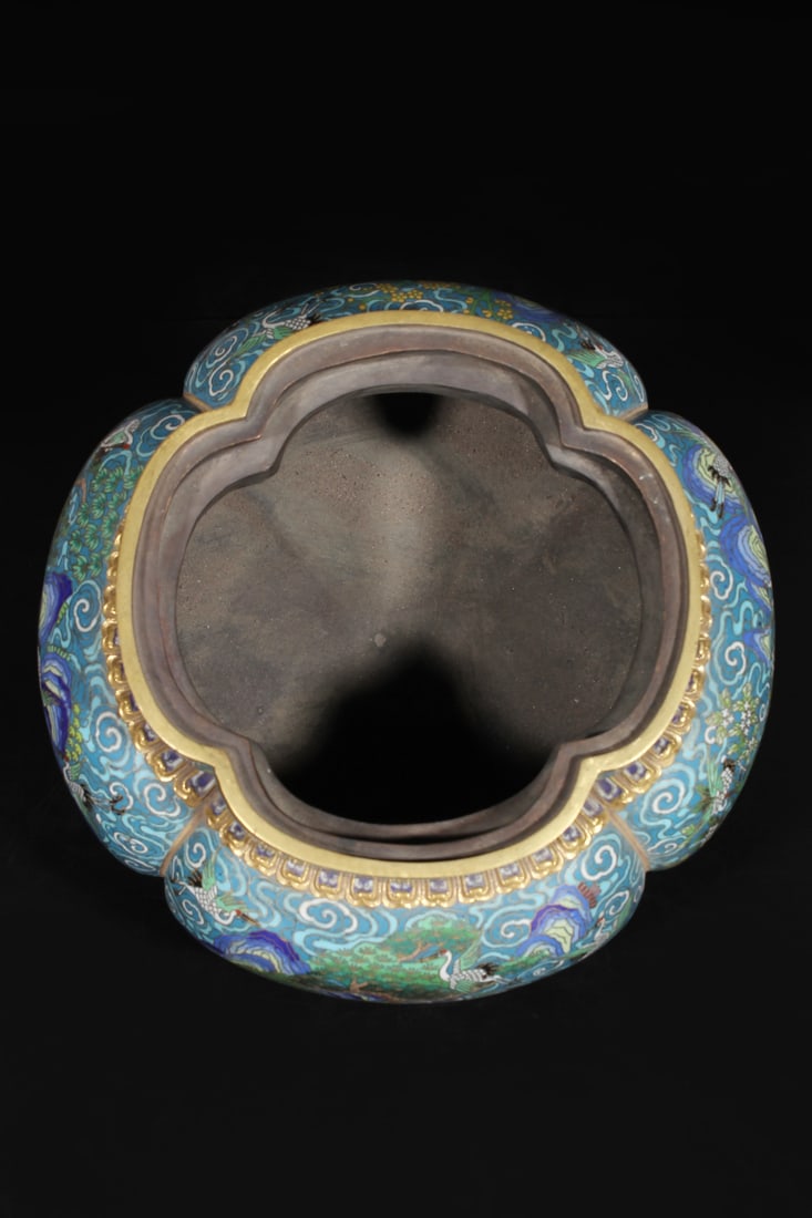 An Exquisite Cloisonne Dragon Pattern Lotus Pattern Pine and Crane Pattern Censer - 6