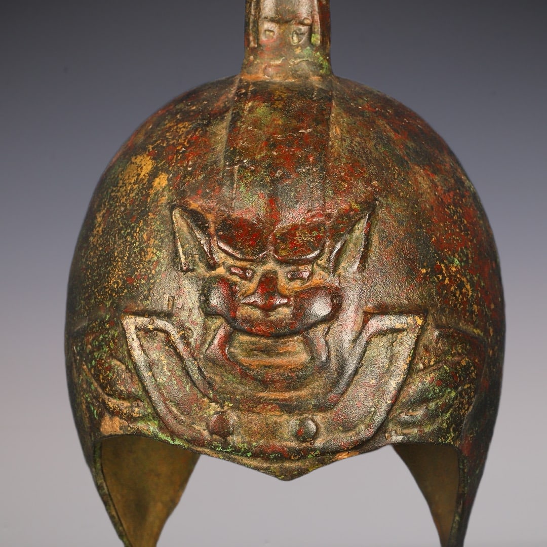 An Exquisite Bronze Beast-Face Pattern Helmet - 2