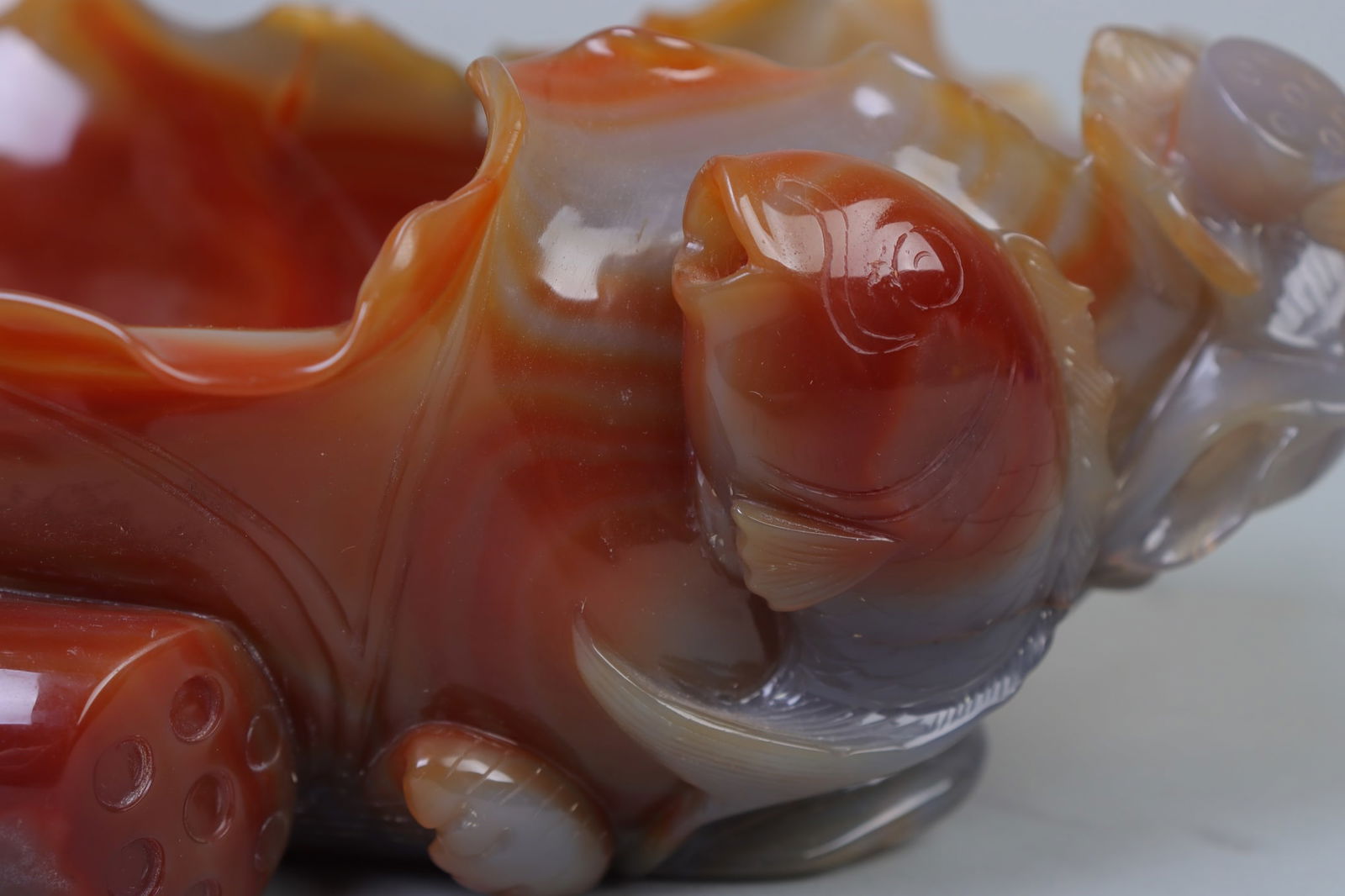 An Exquisite Agate Fish Pattern Brush Washer - 3