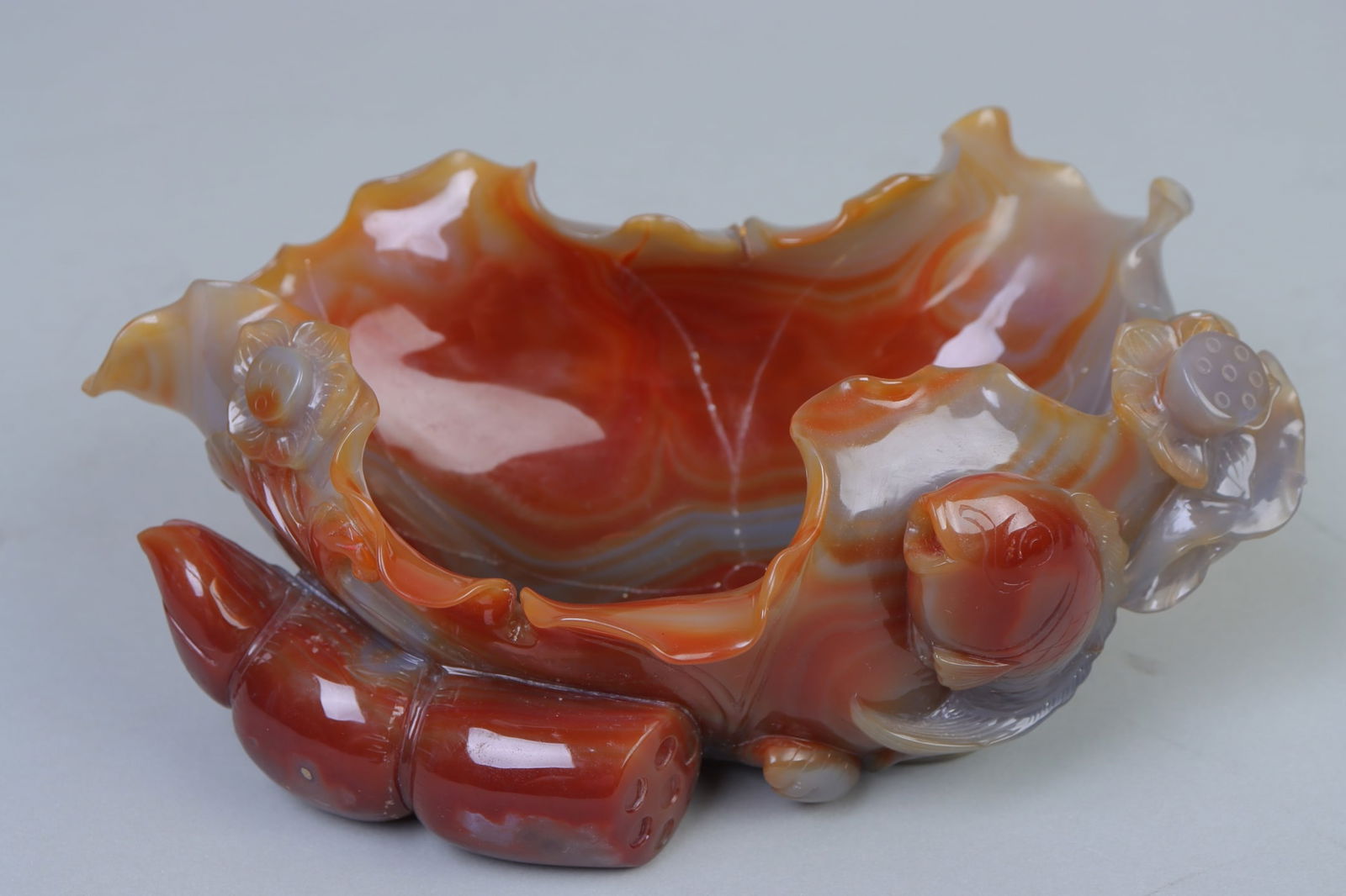 An Exquisite Agate Fish Pattern Brush Washer - 5