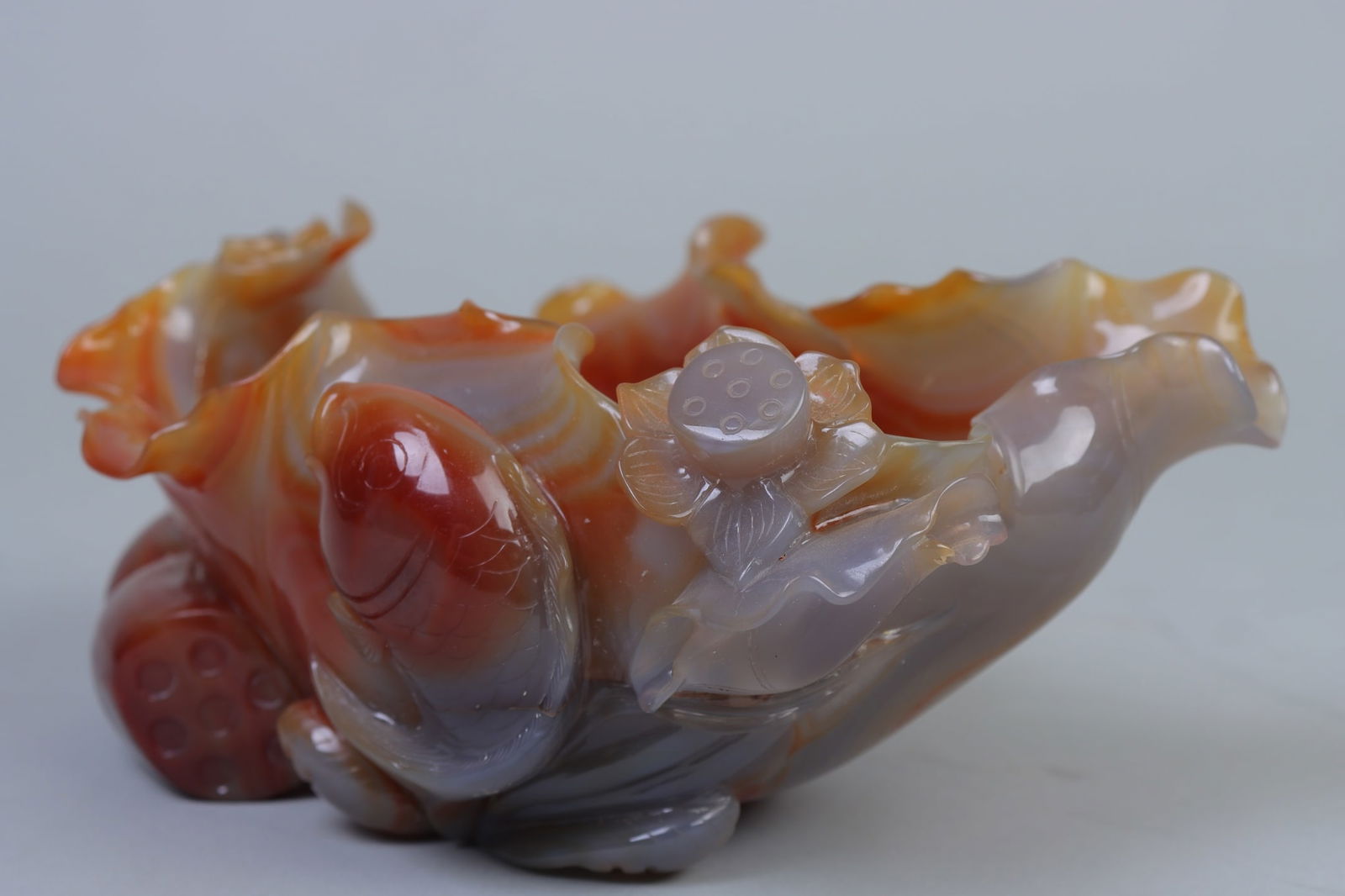 An Exquisite Agate Fish Pattern Brush Washer - 6
