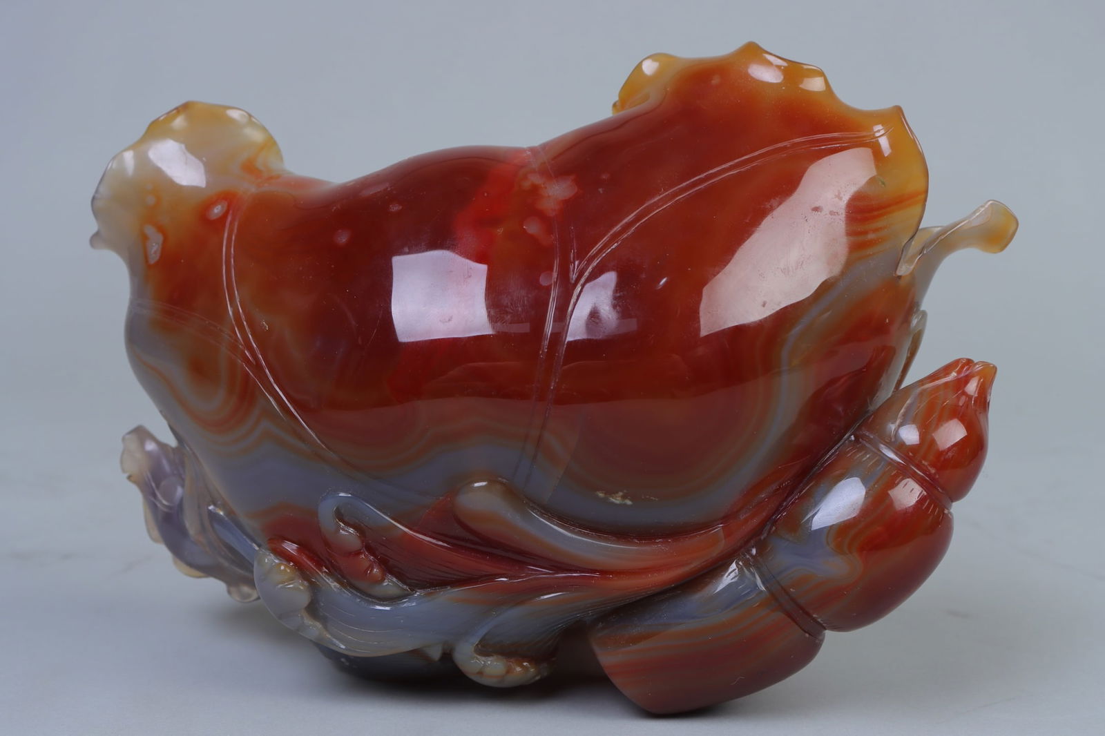An Exquisite Agate Fish Pattern Brush Washer - 9