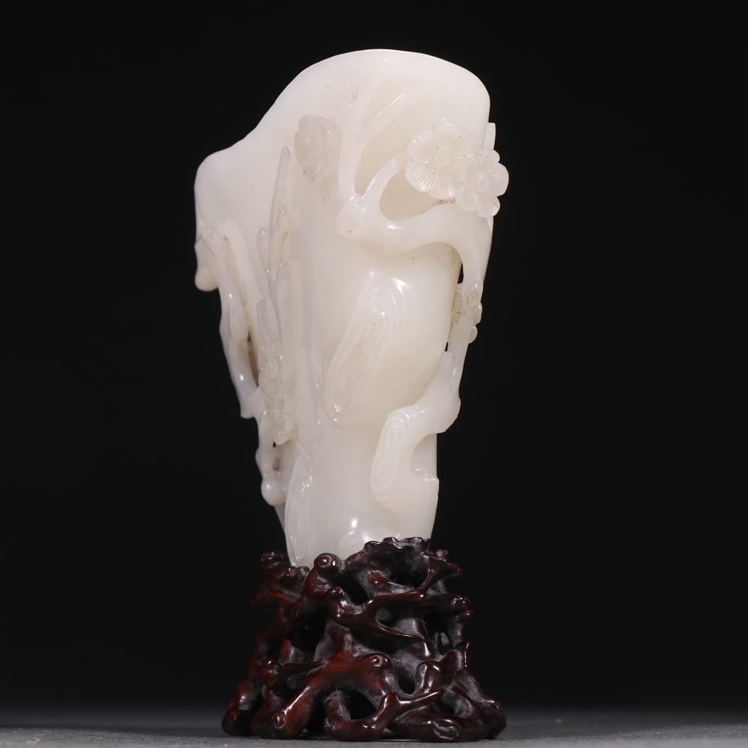 An Exquisite White Jade Flower Pattern Cup - 3