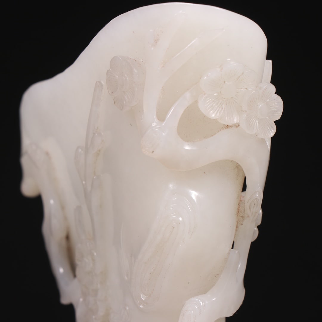 An Exquisite White Jade Flower Pattern Cup - 4