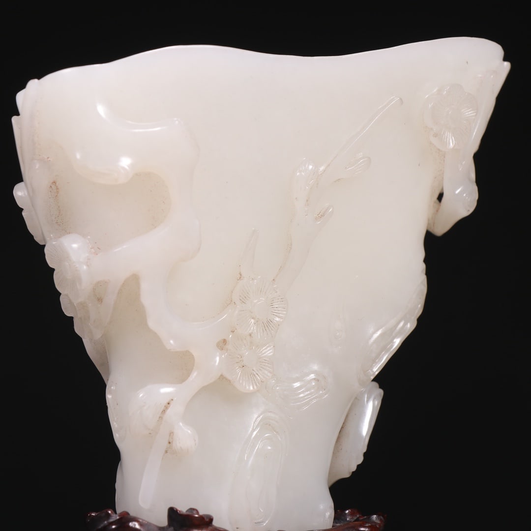 An Exquisite White Jade Flower Pattern Cup - 7