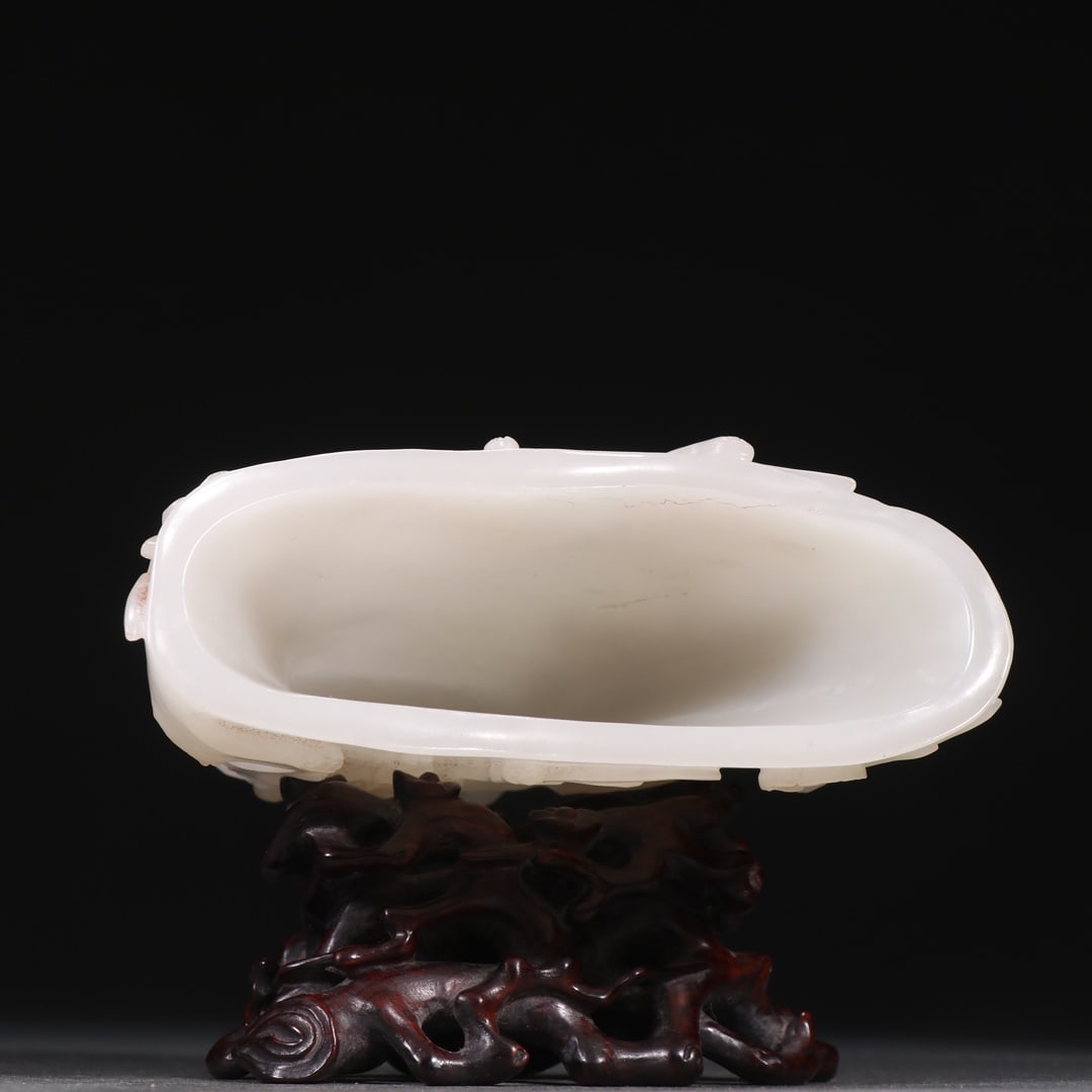 An Exquisite White Jade Flower Pattern Cup - 8