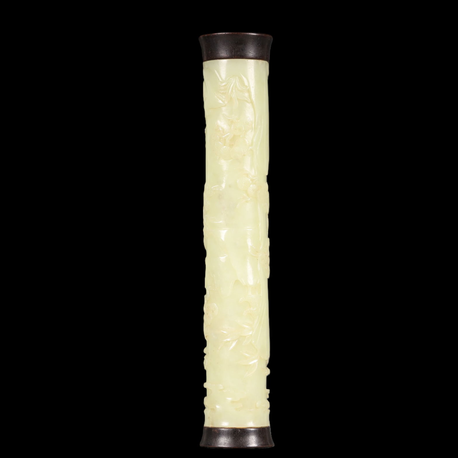 A Exquisite White Jade Pine Pattern Incense Tube: A Exquisite White Jade Pine Pattern Incense Tube Qing Dynasty, China Size:4.2cmx23.5cm Weight:318.1g (The Dimensions Of All Batches Are Manually Measured.If You Need More Detailed Information,