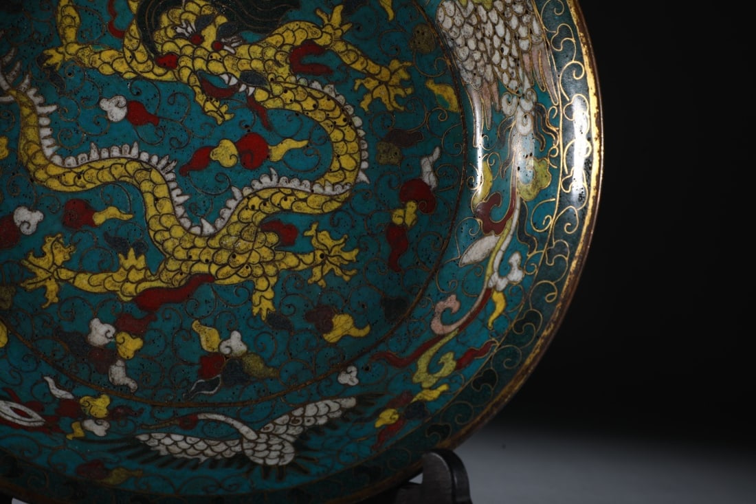 An Exquisite Cloisonne Dragon and Phoenix Pattern Plate - 7