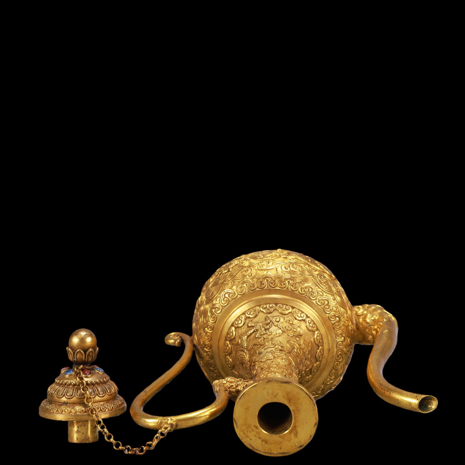 A Exquisite Gilt Bronze Dragon Pattern Seawater Pattern Auspicious Beast Pattern Ewer - 10