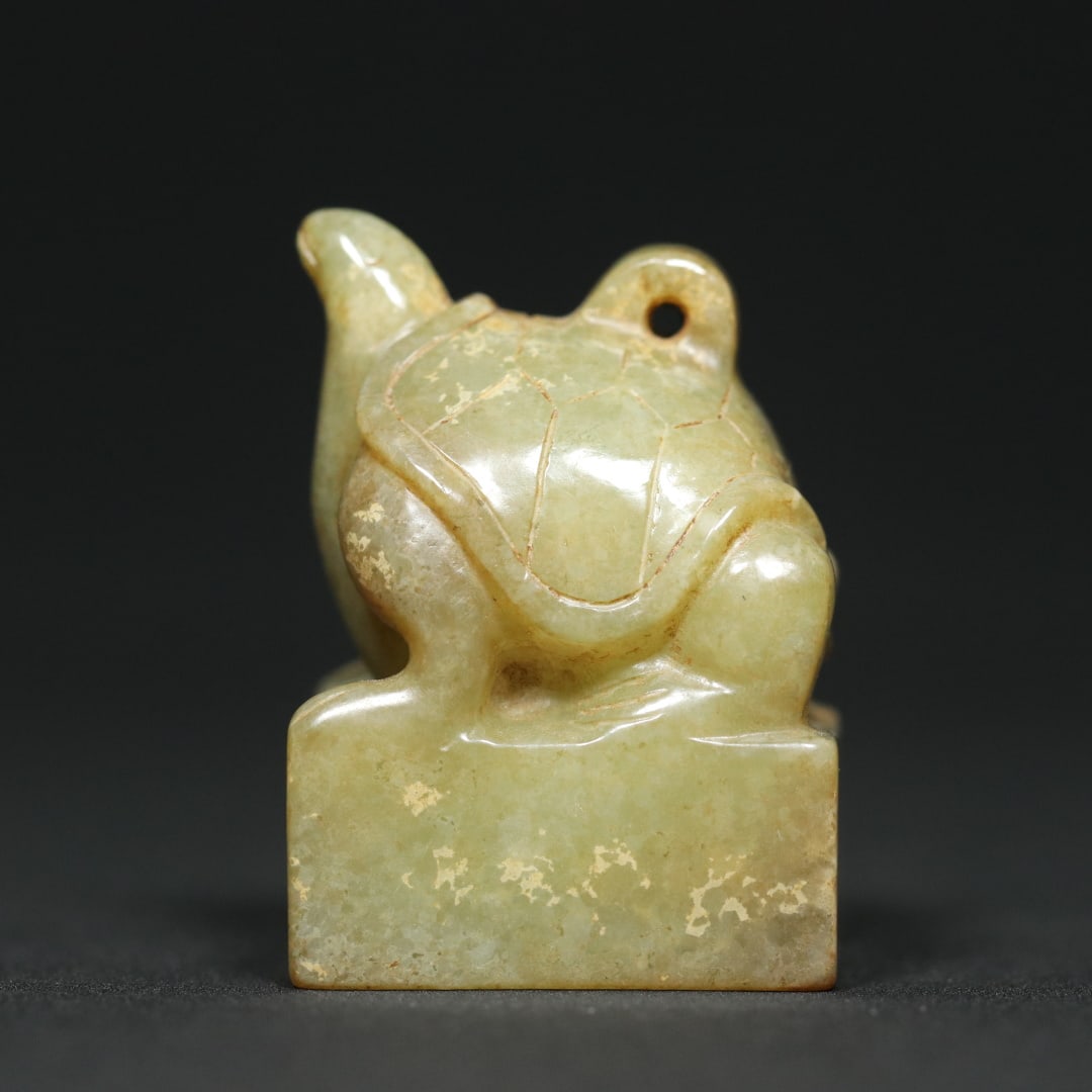An Exquisite White Jade Turtle Seal - 3