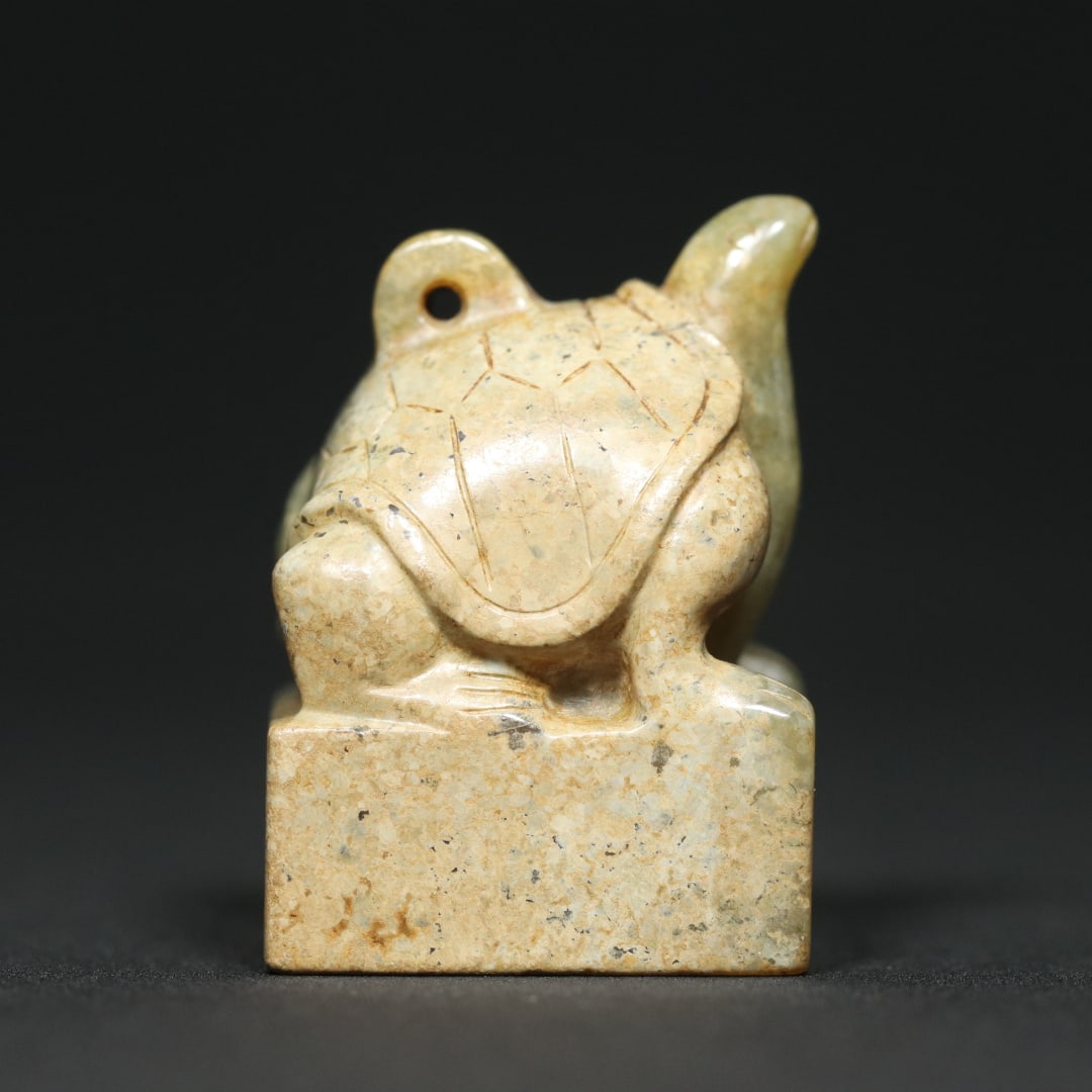 An Exquisite White Jade Turtle Seal - 5
