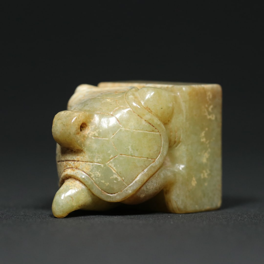 An Exquisite White Jade Turtle Seal - 7