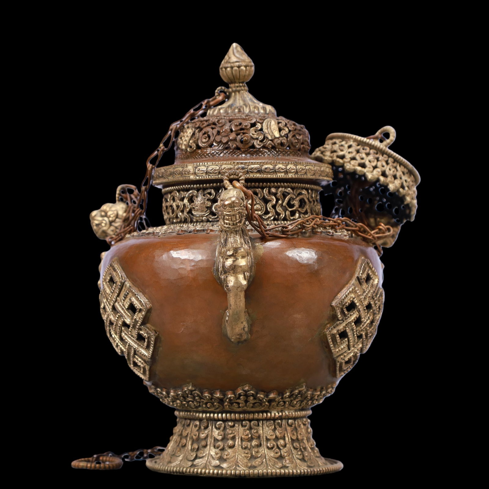 A Exquisite Coppery Eight Treasures Pattern Jar - 2