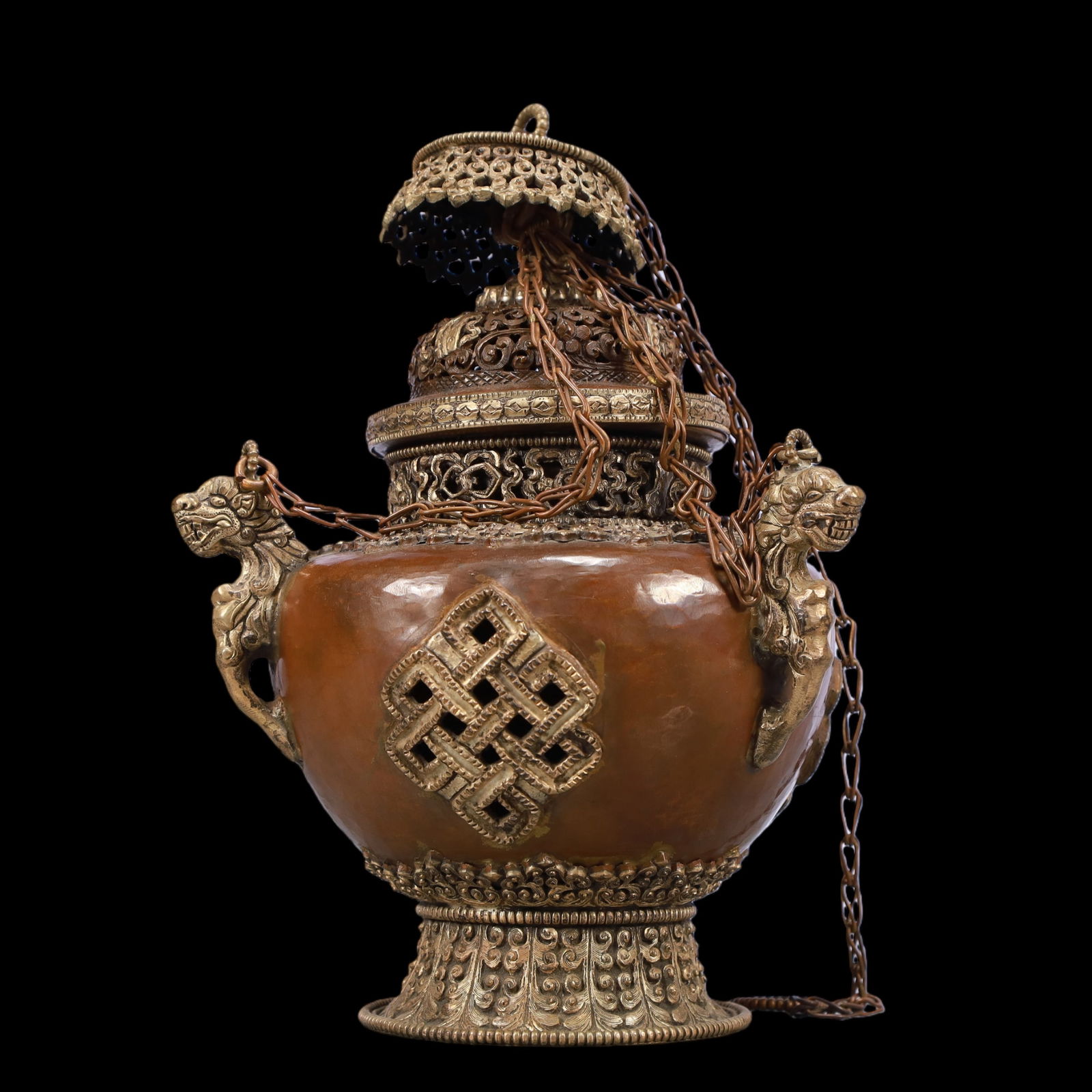 A Exquisite Coppery Eight Treasures Pattern Jar - 3