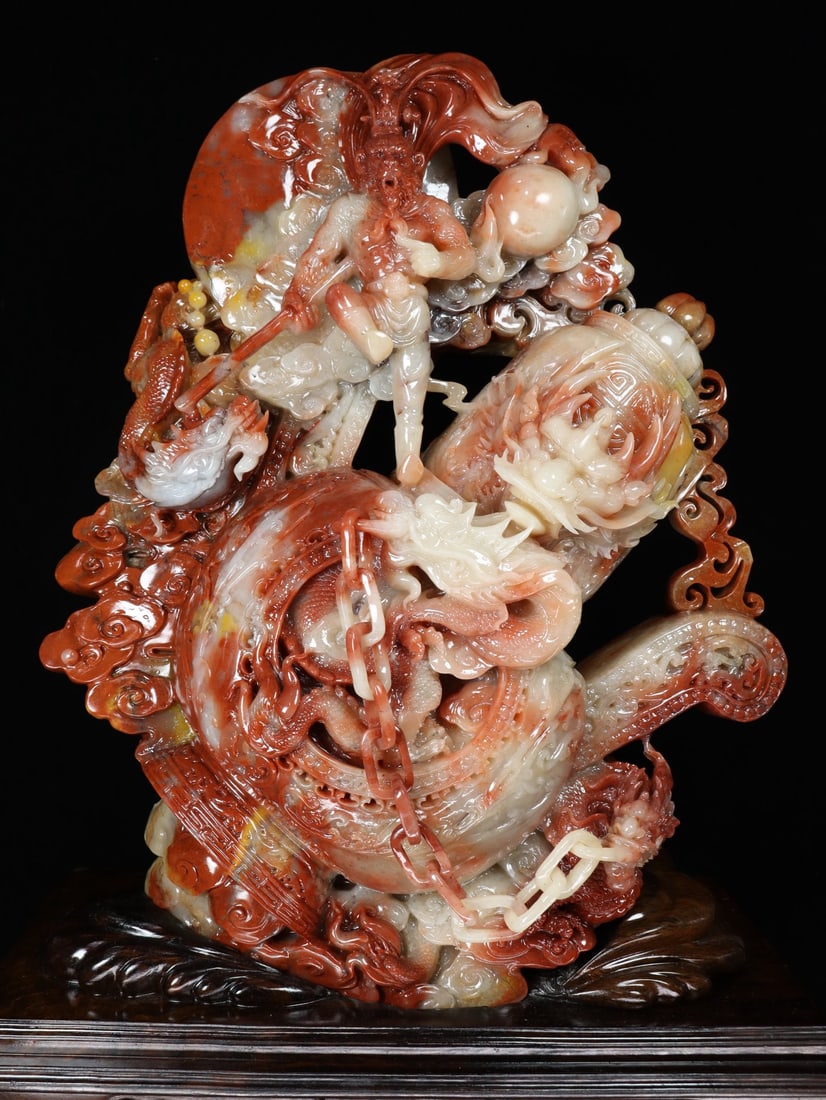 An Exquisite Shoushan Stone Dragon Pattern Ornament - 3