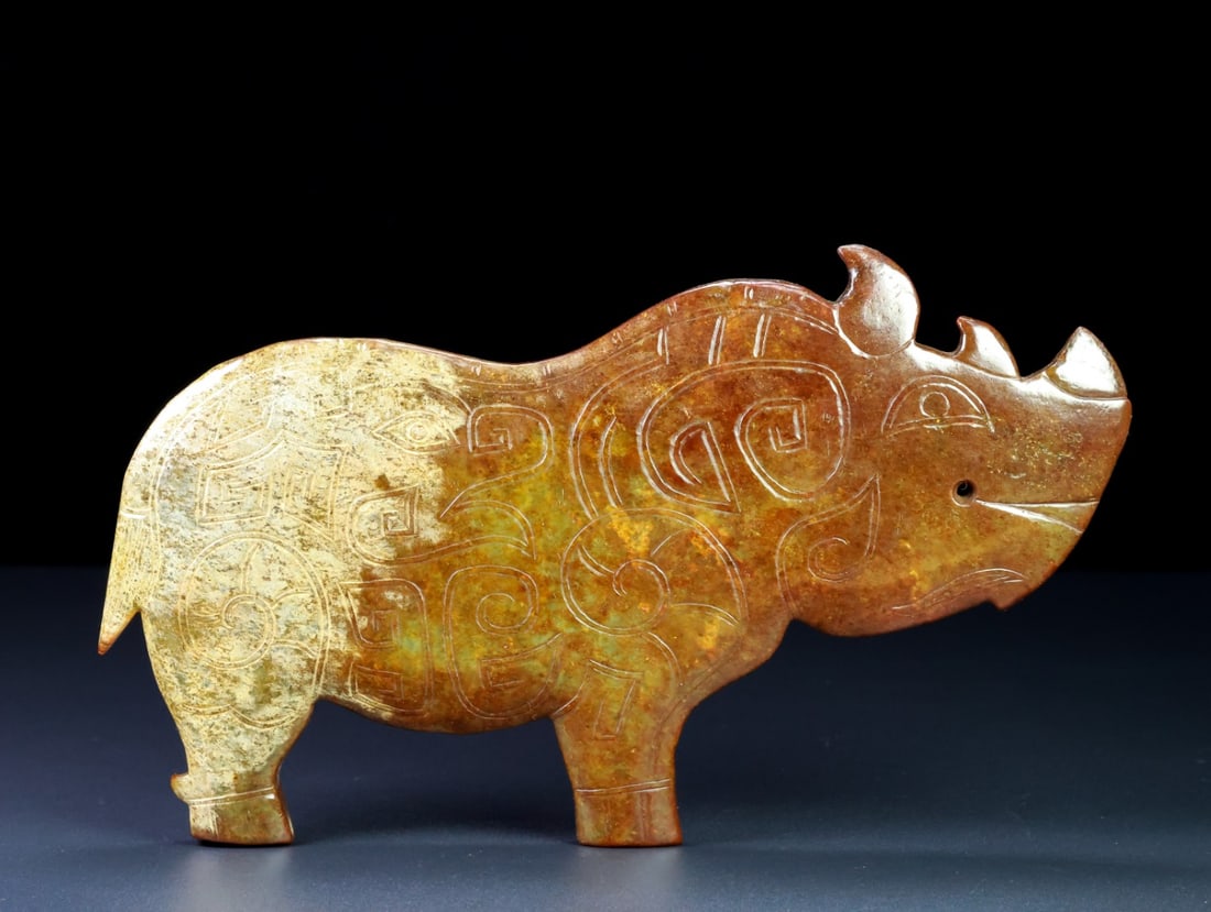 An Exquisite White Jade Rhinoceros Ornament (1 of 9)