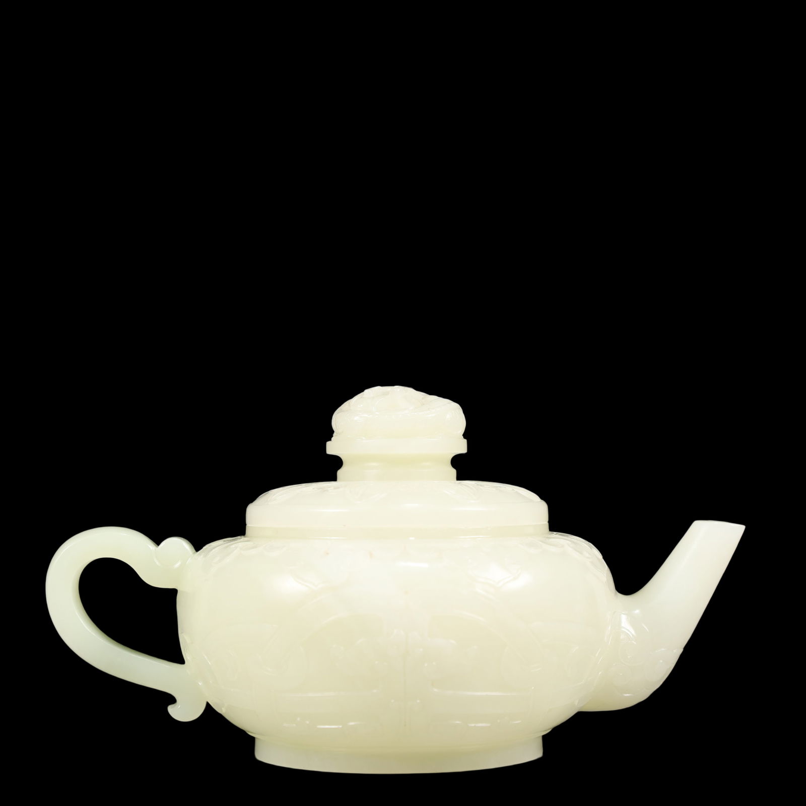 A Exquisite White Jade Dragon Pattern Teapot - 2