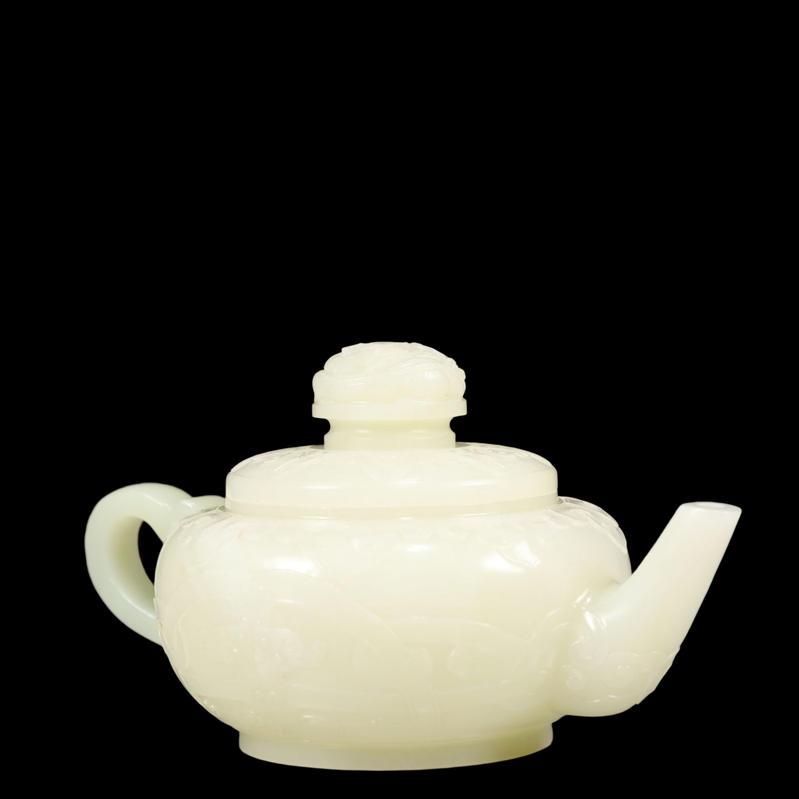 A Exquisite White Jade Dragon Pattern Teapot - 3