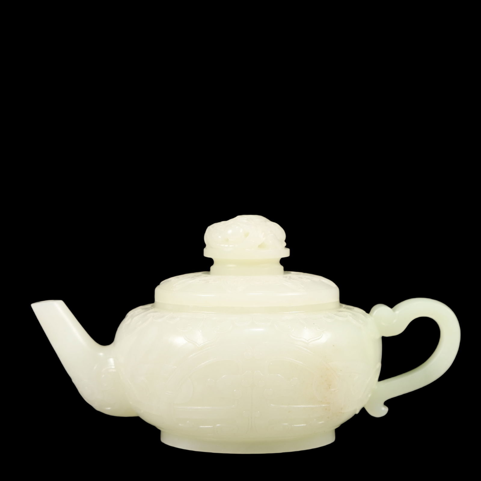 A Exquisite White Jade Dragon Pattern Teapot - 5