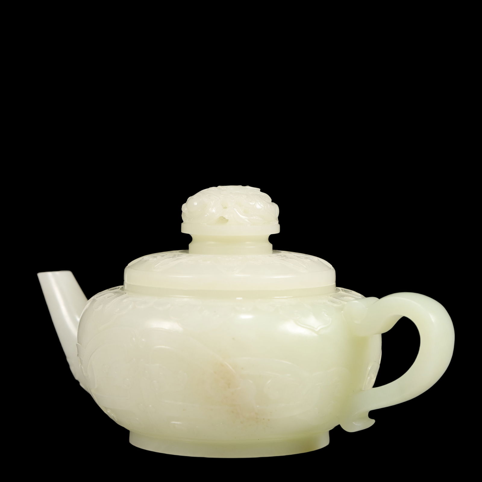 A Exquisite White Jade Dragon Pattern Teapot - 6