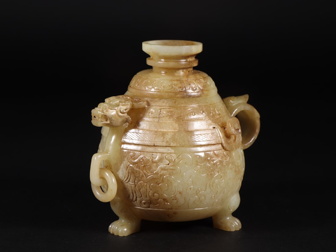 An Exquisite White Jade Dragon Pattern Tripod Censer - 3