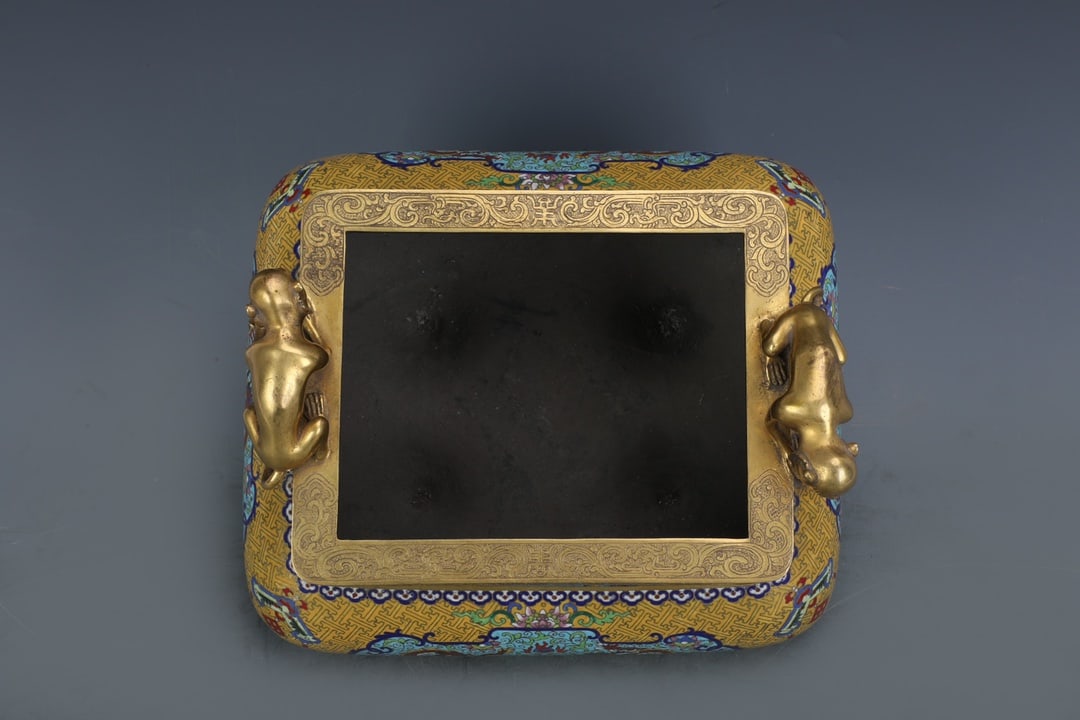 An Exquisite Cloisonne Lotus Pattern Dragon Pattern Double-Ears Censer - 5