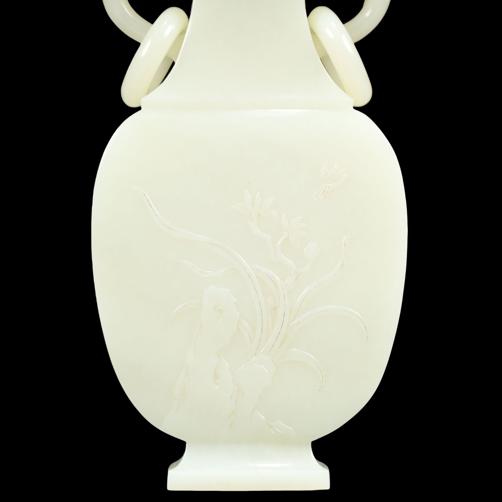 A Exquisite White Jade Flower Pattern Double-Ears Vase - 3