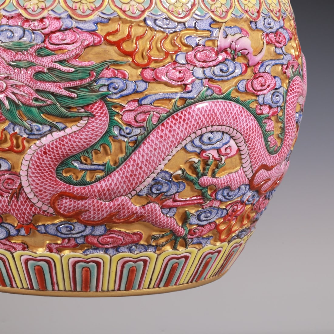 An Exquisite Enamel Dragon Pattern Brush Washer - 3