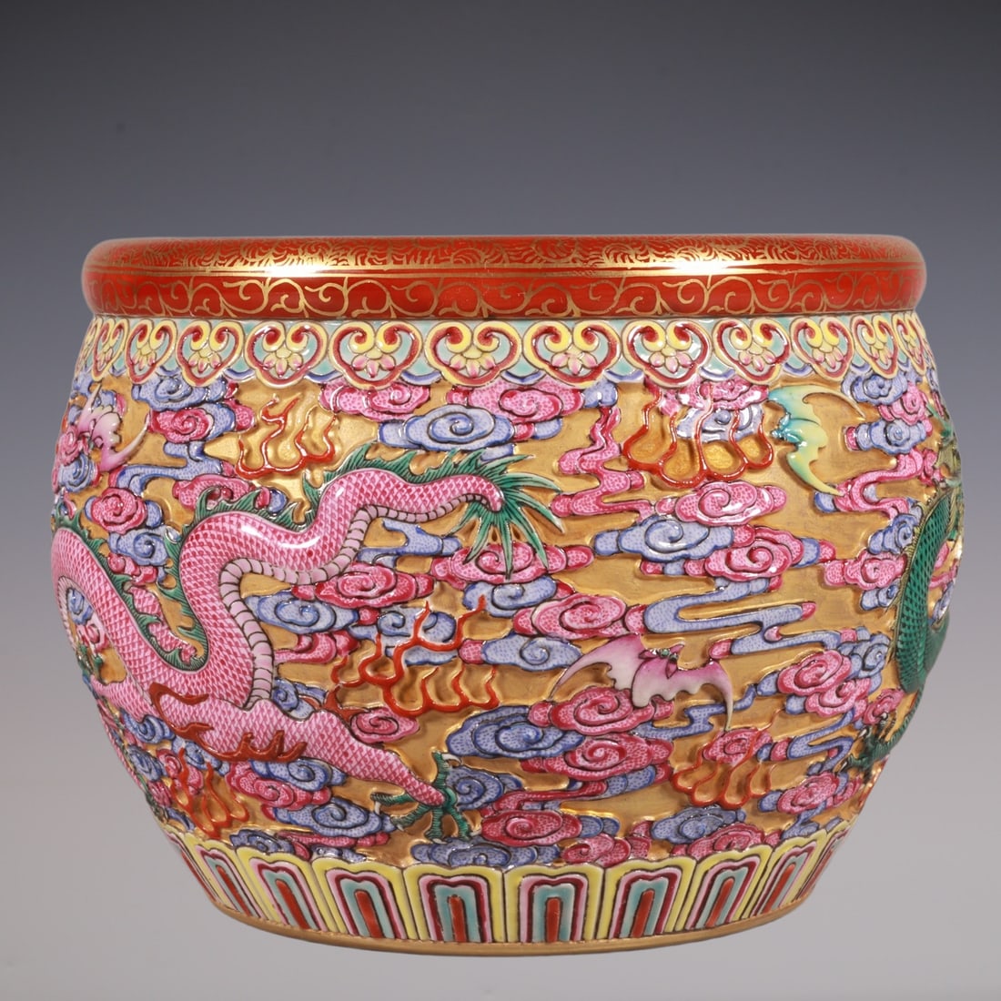 An Exquisite Enamel Dragon Pattern Brush Washer - 4