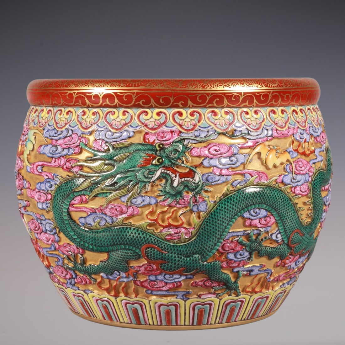 An Exquisite Enamel Dragon Pattern Brush Washer - 5