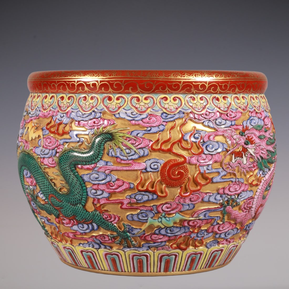 An Exquisite Enamel Dragon Pattern Brush Washer - 6